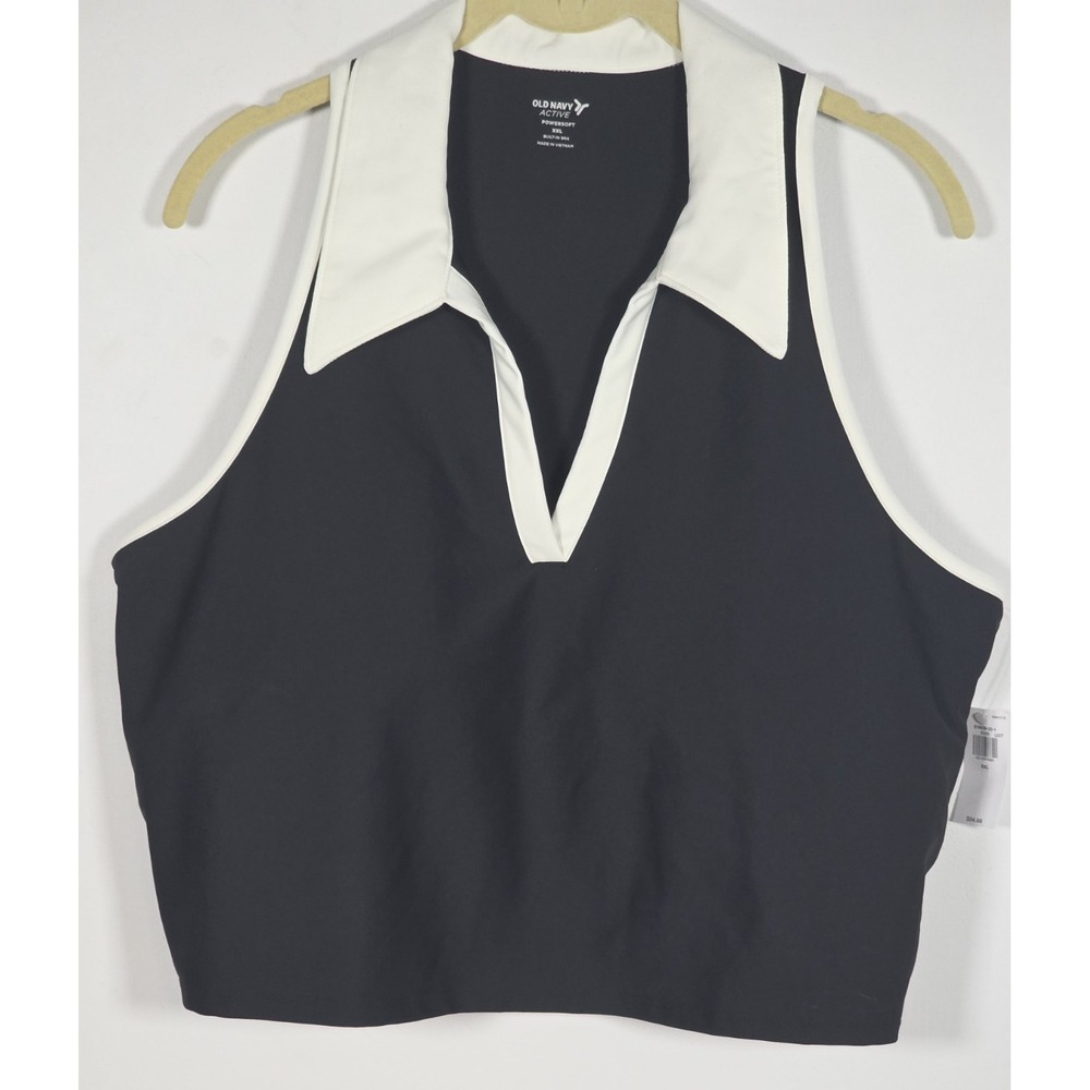 Old Navy Womens XXL PowerSoft Cropped Polo Top Built In Bra Sleeveless Tank NWT